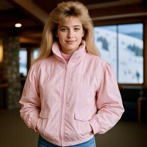 Vintage Misty Valley Pink Bomber Jacket Shoulder Pads ToTALLY 80s/90s Retro Sz M